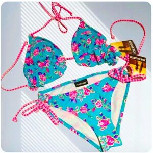 New Joe boxer blue pink Floral bikini set blue pink bikini swimsuit